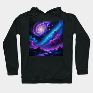 Starry Night Whispers: Digital Art Print Hoodie